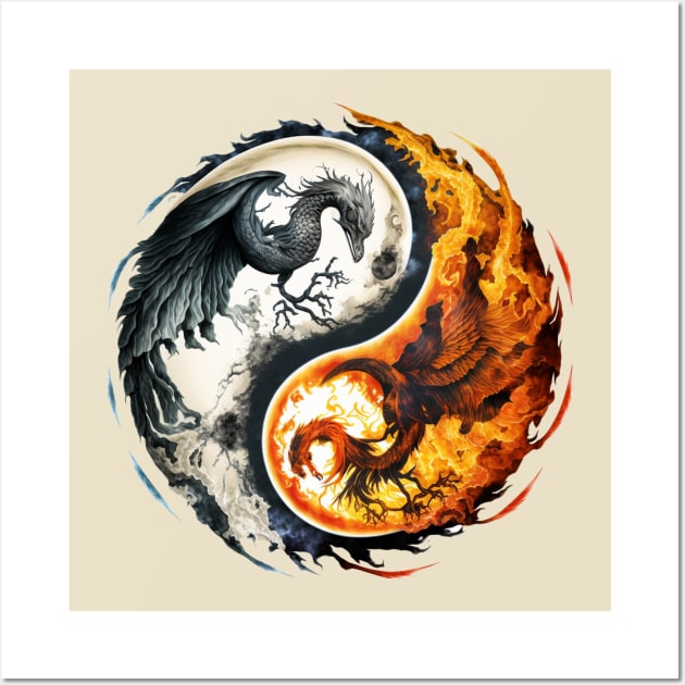 Phoenix and Dragon Wall Art by Spaksu